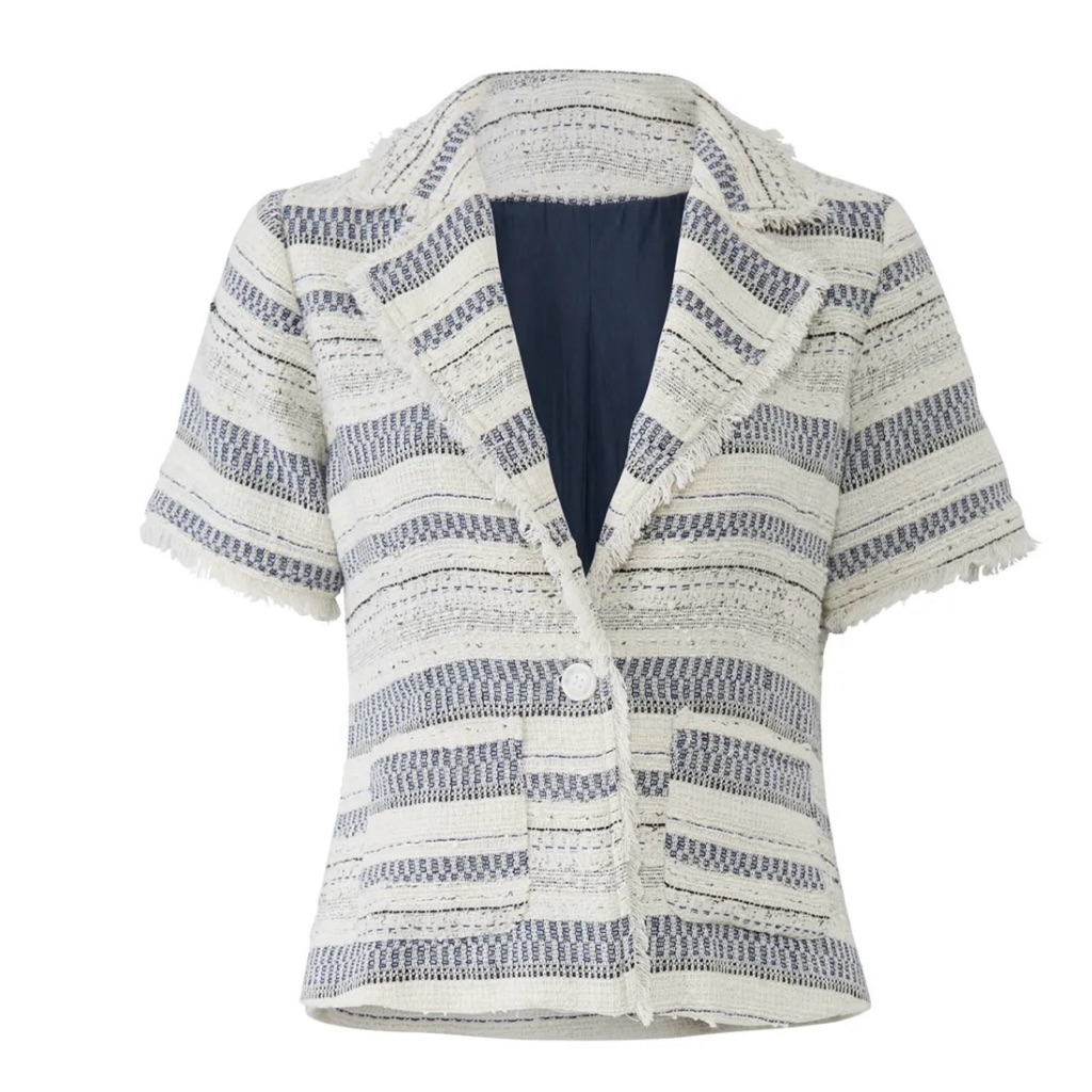 Anthropology Greylin Lorie Striped Crop Blazer Academia Office Career Preppy S